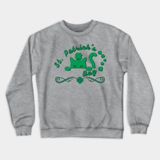 st patrick day cat green clover Crewneck Sweatshirt